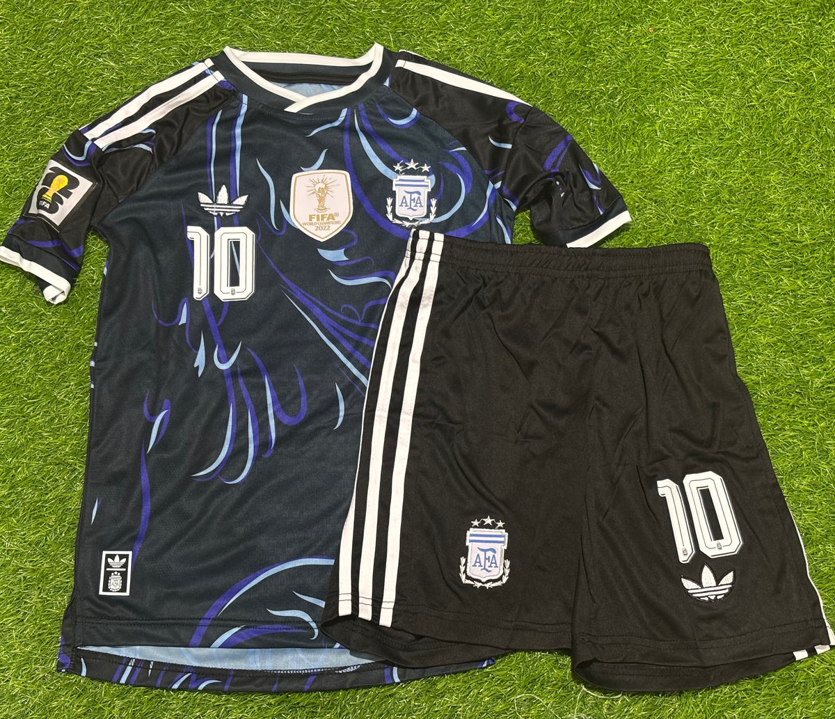 MESSI 10 ARGENTINA AWAY FIFA CUP  KIDS KIT (EMBROIDED LOGO)
