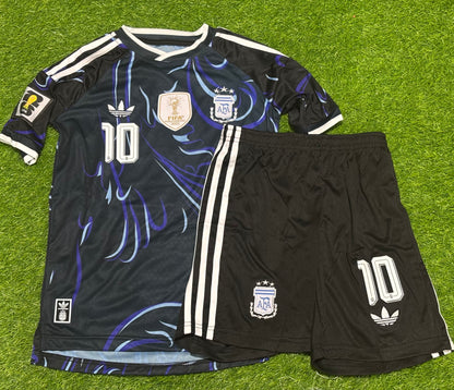 MESSI 10 ARGENTINA AWAY FIFA CUP  KIDS KIT (EMBROIDED LOGO)