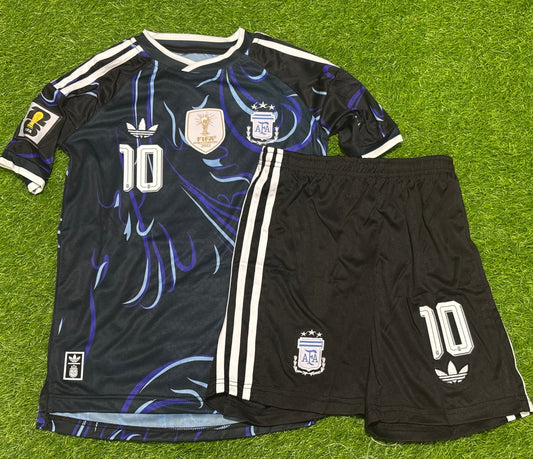 MESSI 10 ARGENTINA AWAY FIFA CUP  KIDS KIT (EMBROIDED LOGO)