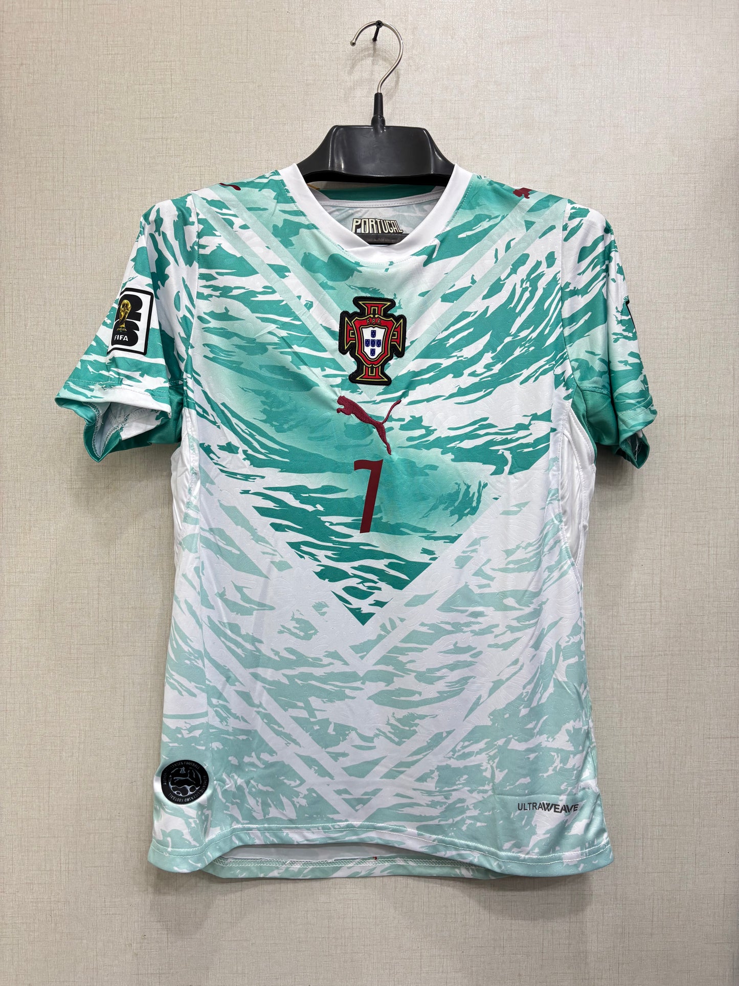 RONALDO 7 PORTUGAL AWAY FIFA CUP JERSEY (EMBROIDED LOGO)