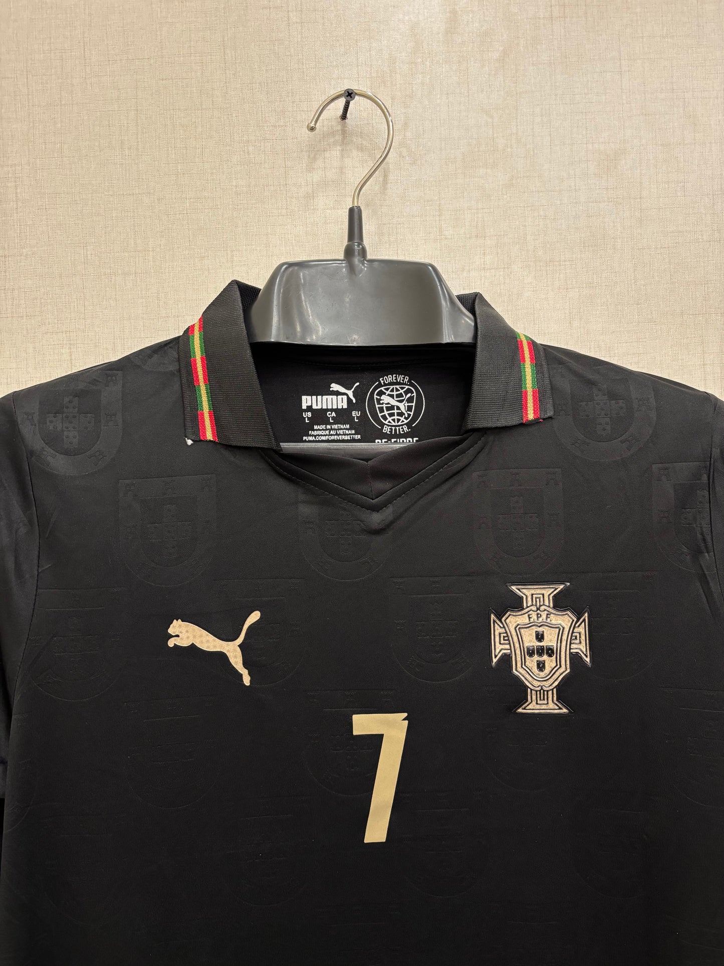 RONALDO 7 PORTUGAL BLACK JERSEY (ALL PLAYER VERSION LOGO)