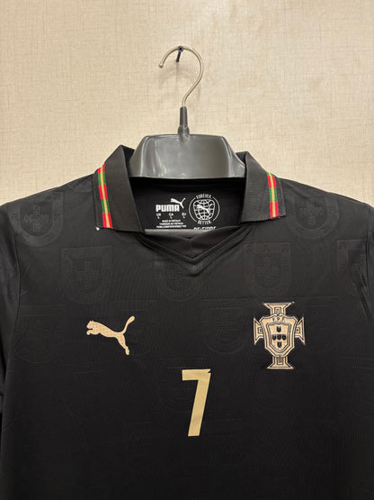 RONALDO 7 PORTUGAL BLACK JERSEY (ALL PLAYER VERSION LOGO)