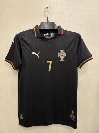 RONALDO 7 PORTUGAL BLACK JERSEY (ALL PLAYER VERSION LOGO)