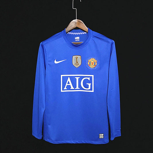 RONALDO 7  MANCHESTER UNITED 2007/08  BLUE SHIRT(EMBROIDED LOGO)