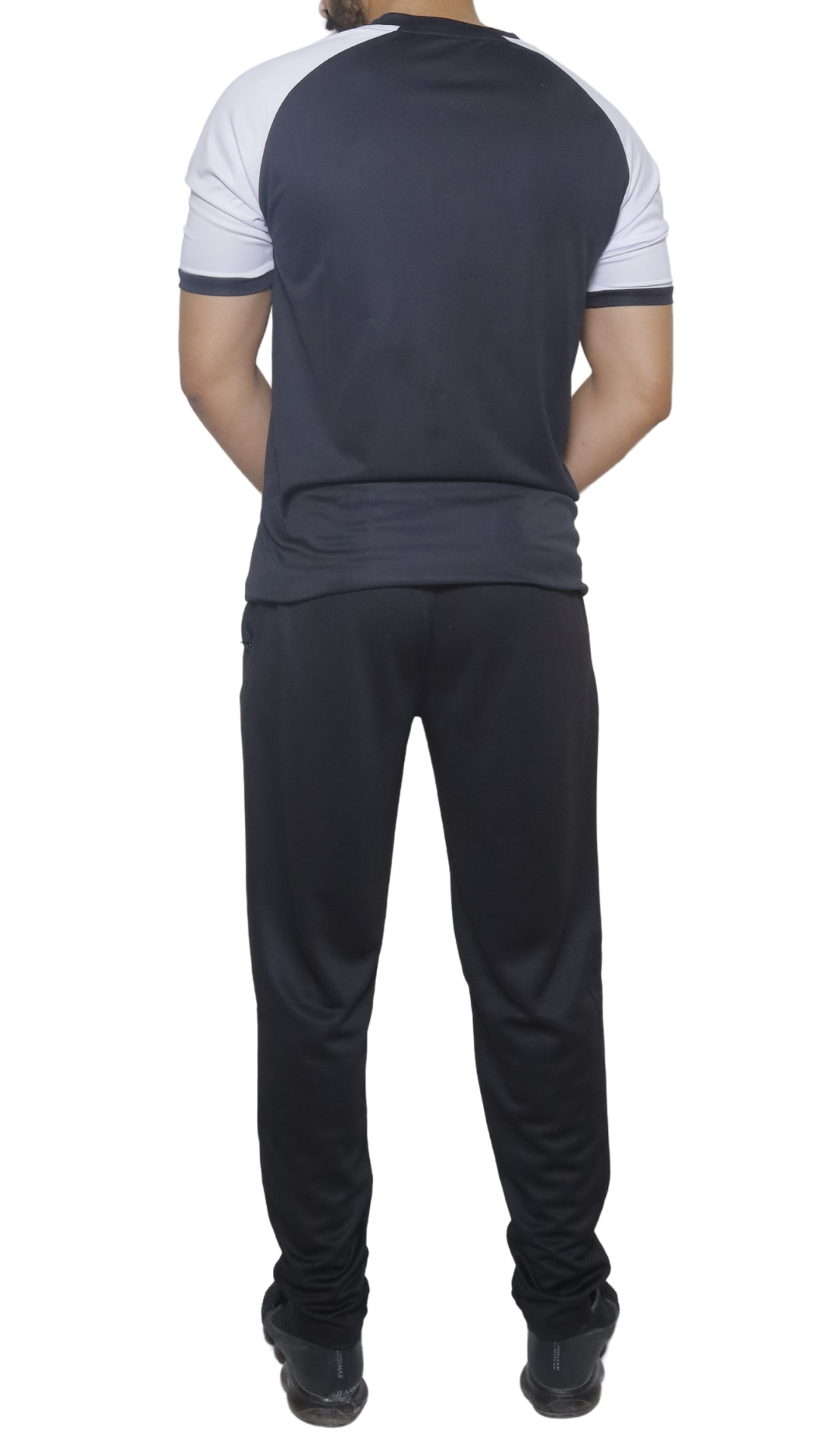 Black Shirt With White Shoulder And Black Trouser Summer's TrackSuit