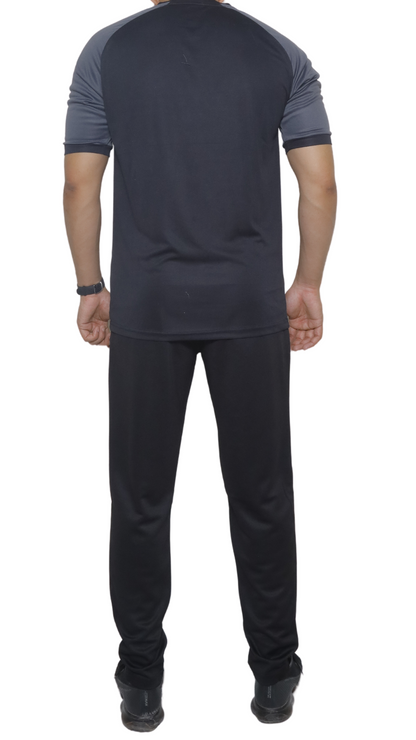 BLACK SHIRT WITHE GREY SHOULDER AND BLACK TROUSER  DRI-FIT SUMMER Track Suit