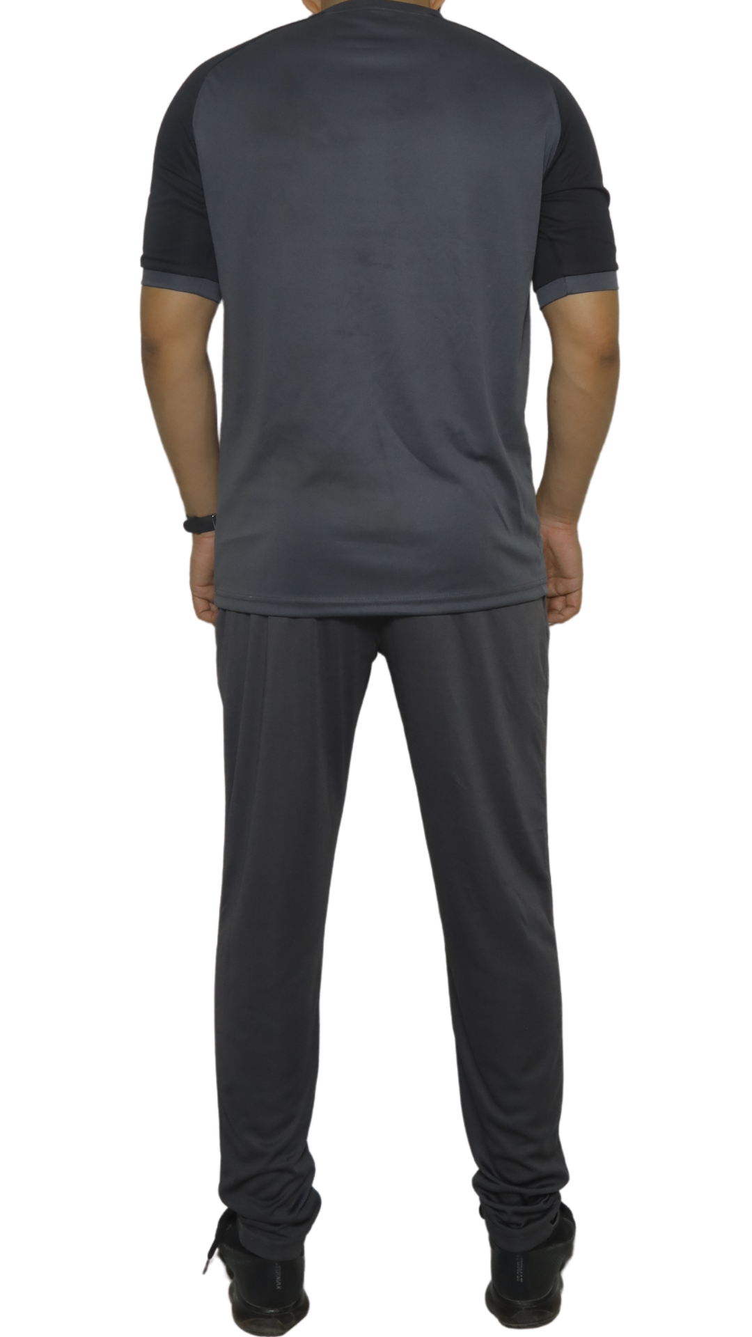 Grey Shirt With Black Shoulder and Black Trouser-Summer's Track Suit