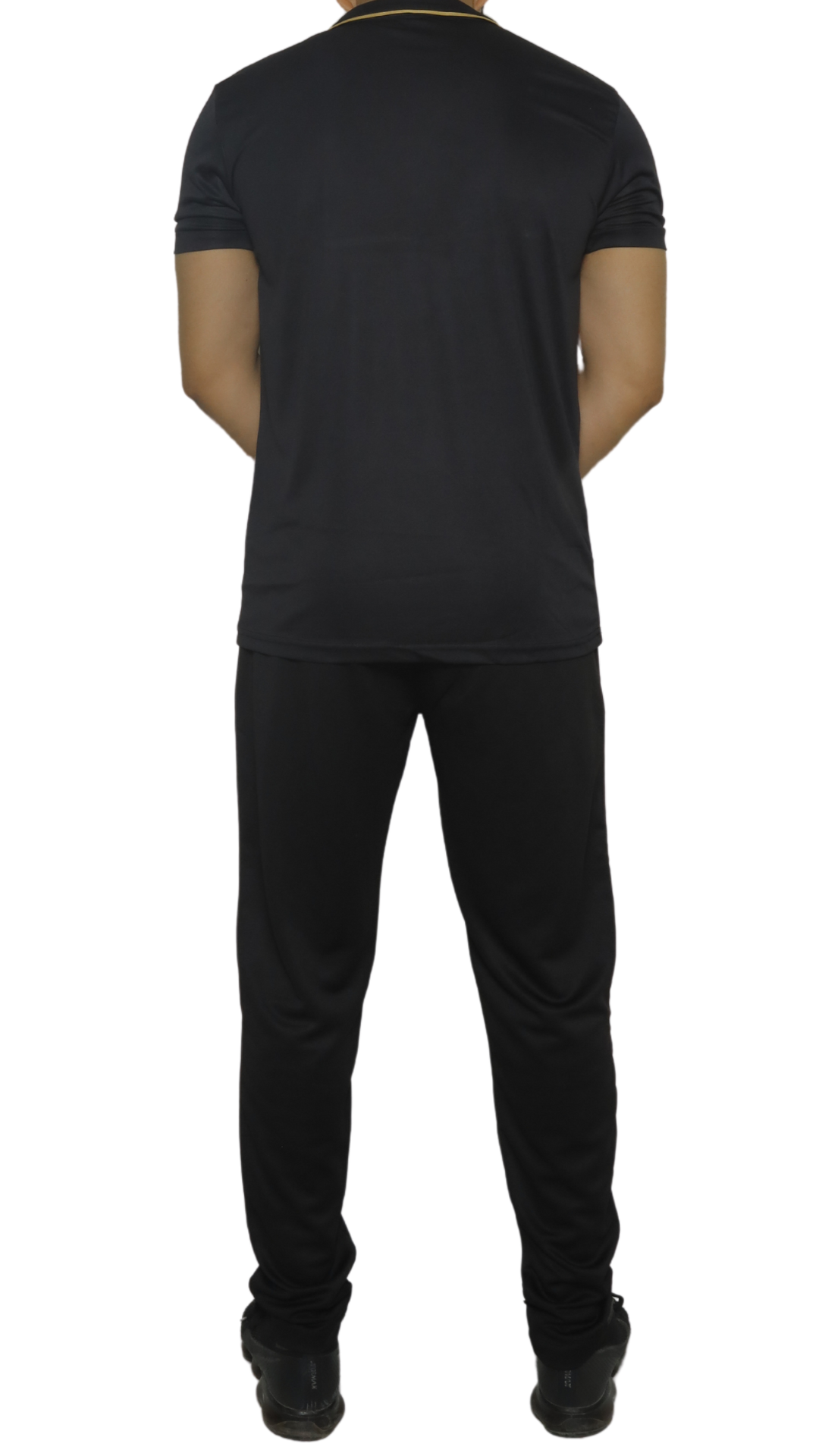 Grey and Black Shirt with Golden Zip and Black Trouser- Drifit Tracksuit